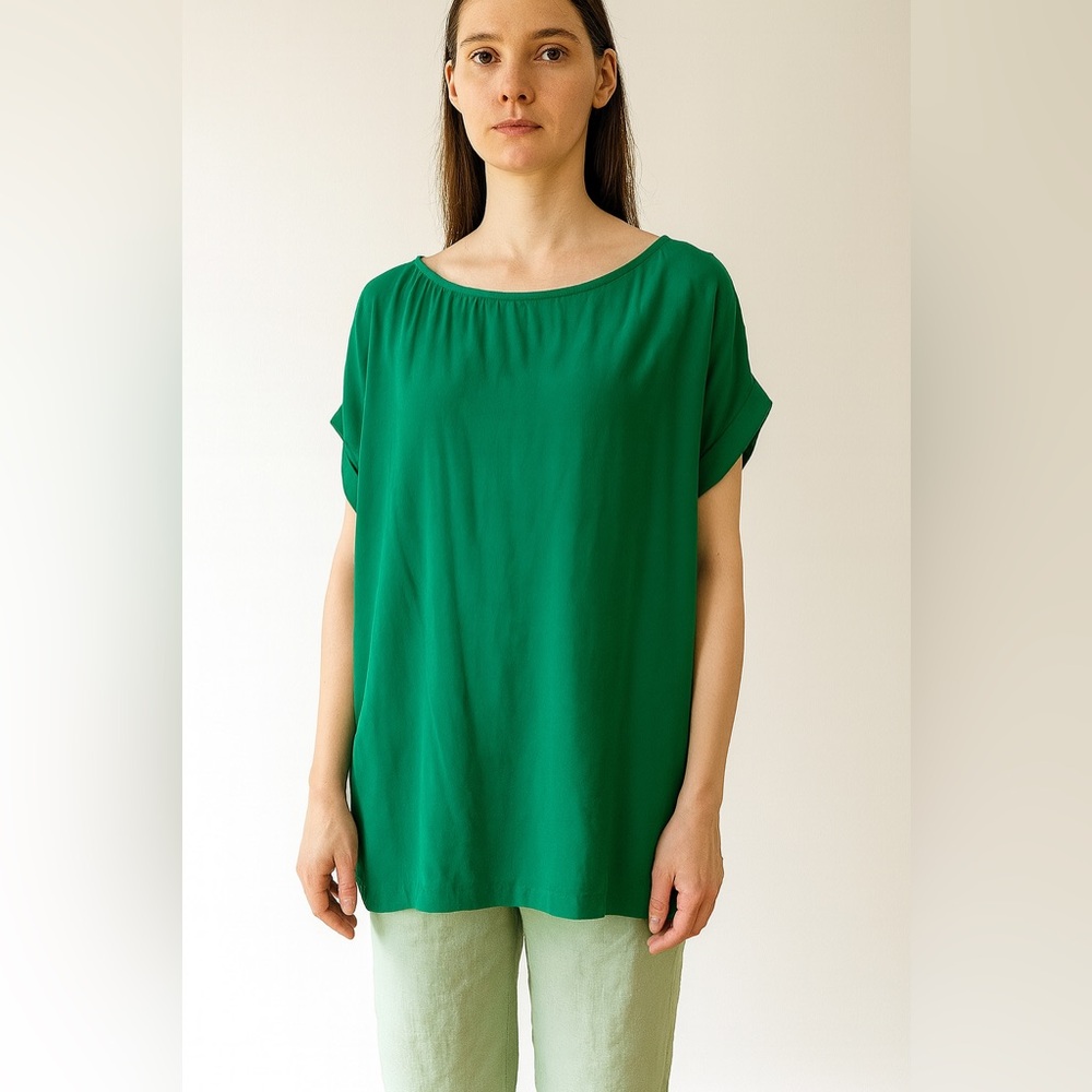 Uma and Leopold Emerald Green Long Blouse Small